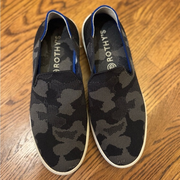 Rothy's The Original Slip On Sneaker Loafers Camo - Black and Gray Size 8 - Picture 8 of 10